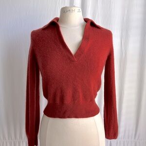 Aritzia Red V-Neck Sweater